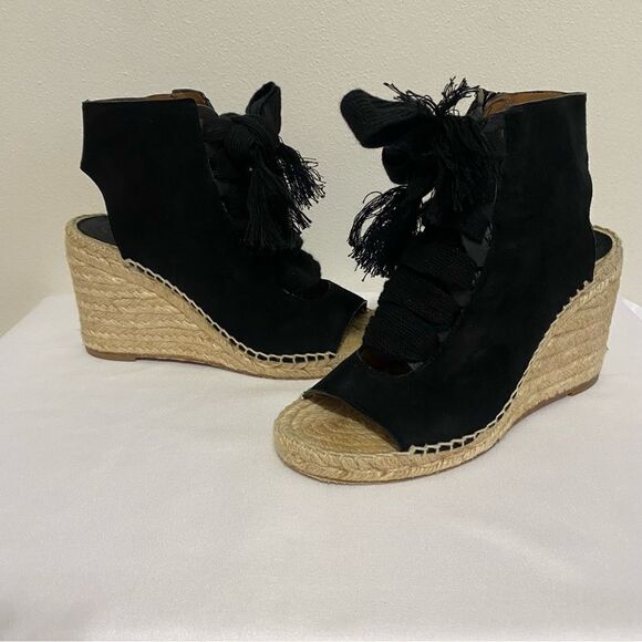 CHLOE Harper Suede Lace up Espadrille Wedge Sandals - Picture 3 of 13